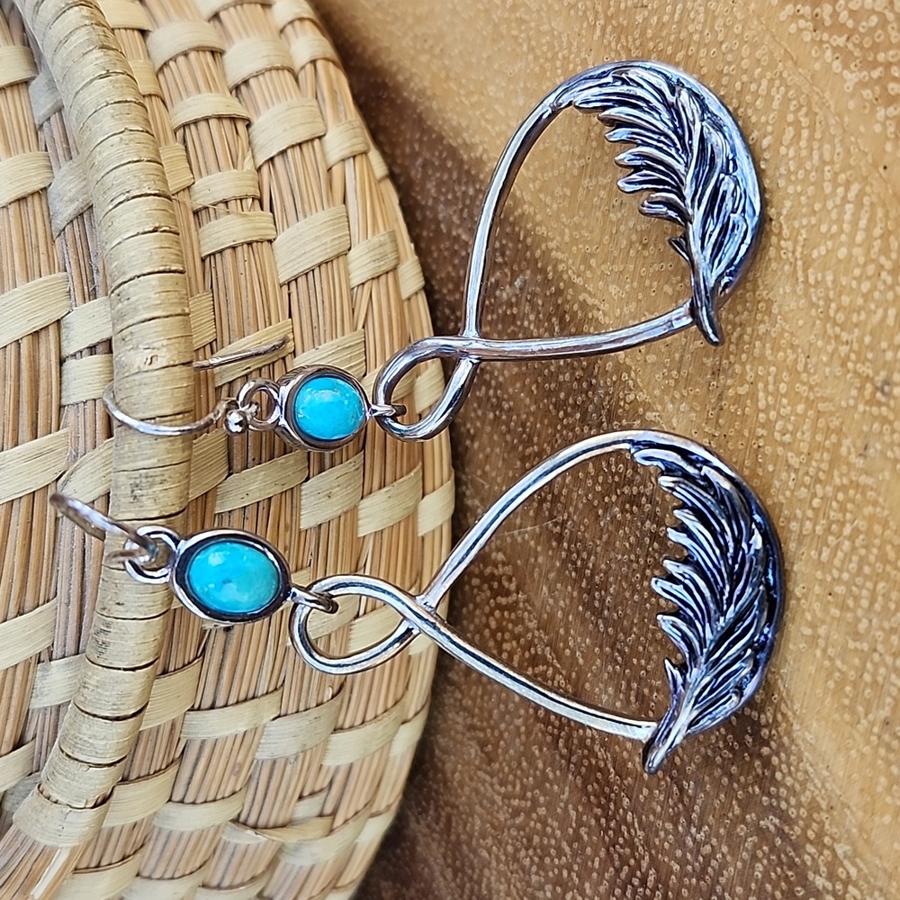 VTG BARSE SILVER AND TURQUOISE DROP EARRINGS